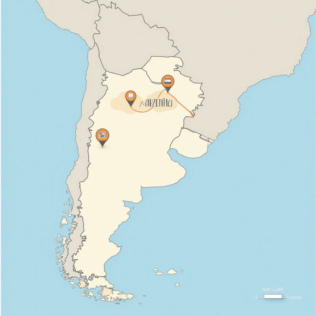 Mapa de ubicaciones de estaciones en Argentina