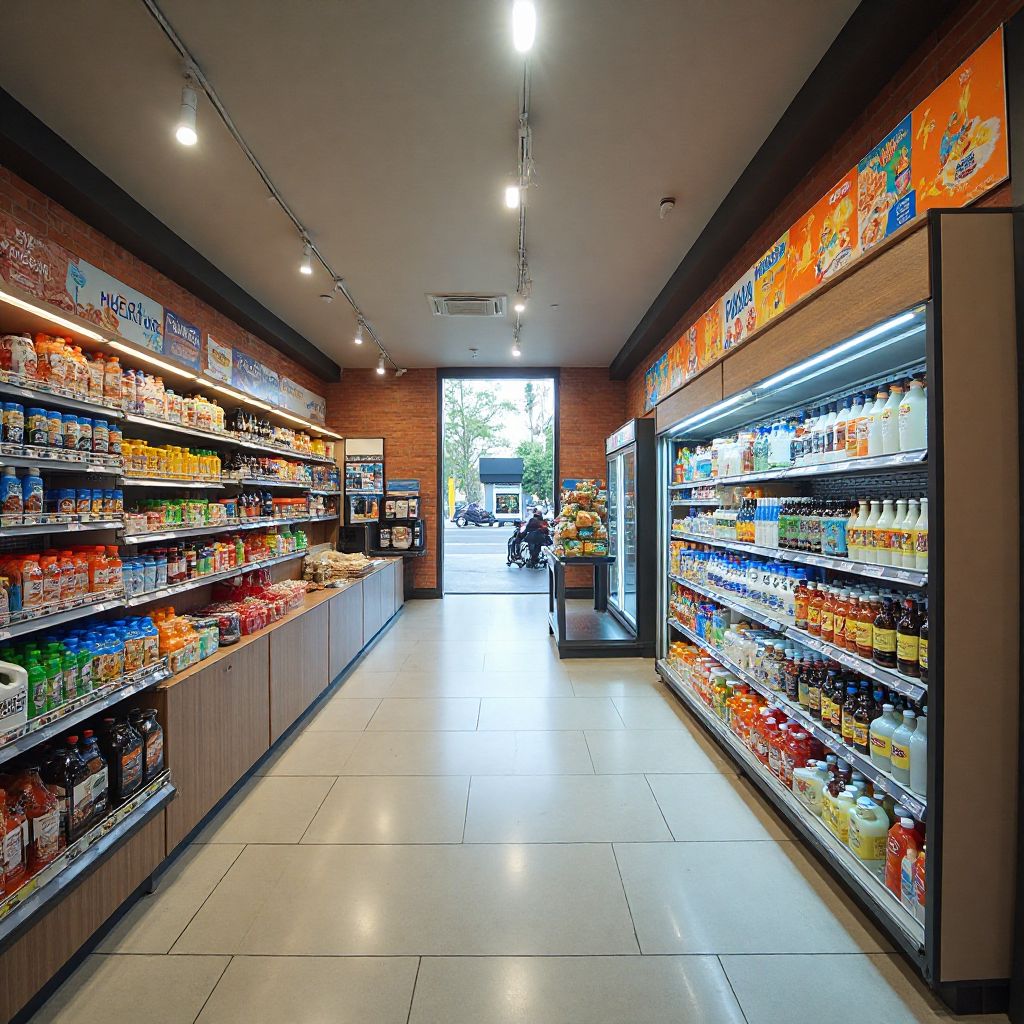 Tienda de conveniencia moderna en estación de servicio